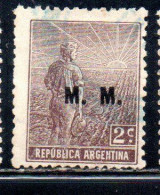 ARGENTINA 1912 1914 OFFICIAL DEPARTMENT STAMP AGRICULTURE OVERPRINTED M.M.MINISTRY OF MARINE MM 2c USED USADO - Servizio