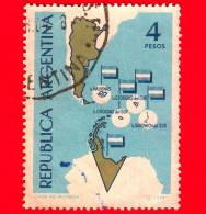 ARGENTINA - Usato - 1964 - Argentina E Isole Antartiche - Mappa - 4 - Used Stamps