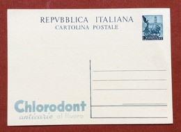 INTERO POSTALE  REPUBBLICA Pubblicitario CHLORODONT L. 20  BBB - Interi Postali