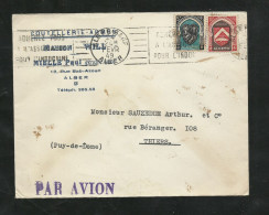 Algérie Lettre Maison Will Par Avion Alger Le 21/02/1949 Pour Thiers Les N°268 Et 270 Flamme "Adhérez..Indochine"   B/TB - Briefe U. Dokumente