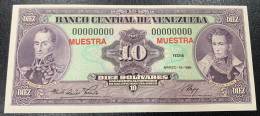 VENEZUELA. 10 BOLIVARES 18 MARZO 1986. SOBRECARGA MUESTRA SIN CIRCULAR. - Venezuela