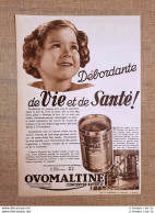 Pubblicità Del 1936 Ovomaltine O Ovomaltina Concentrato Nutritivo - Altri & Non Classificati