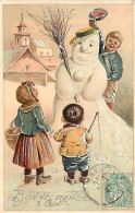 Enfants - Bonhomme De Neige - CPA - Oblitération Ronde De 1906 - Voir Scans Recto-Verso - Dessins D'enfants