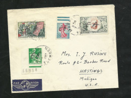 Algérie RRR Unique Lettre  Avion MARNIA Pour USA FDC 7 /7/1962 N° 1231; 1233; 1343 Et 1344 Surcharge EA à La Main TB +++ - Lettres & Documents