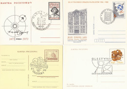 Poland Postmark (1197) Set.4: Olsztyn Trumpet Bird Telephone Train Plane - Stamped Stationery