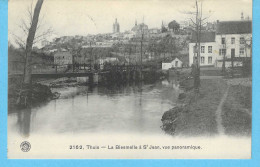 Thuin-(Hainaut)-écrite En 1914-La Biesmelle à Saint-Jean-le Pont Et Vue Panoramique Sur La Ville-Edit. G.Hermans, Anvers - Thuin