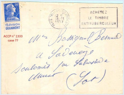 FRANCE - Lettre Avec Pub De Carnet : Grammont - N° 1011B 20f Muller Bleu Type I - Storia Postale