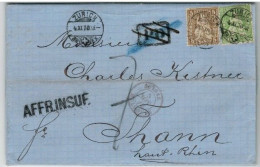 Lac  De ZURICH Pour THANN ALSACE + Cachet AFFR.INSUF  Du 4 Novembre 1870 - Briefe U. Dokumente