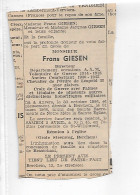 FP Nécrologie Frans Giesen Berchem Anvers 1966 - Décès