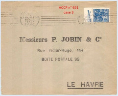 FRANCE - Lettre Avec Pub De Carnet : Vache Qui Rit Pour Les Pique-nique - N° 257 50c Jeanne D'Arc Type I - Cartas & Documentos