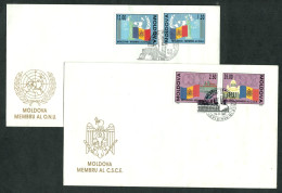 MOLDAWIEN Moldova 1992 Zwei Briefe Lang Je 2x Marken-frankiert Mit Ereignisstempeln ONU/UNO + C.S.C.E. - Moldova