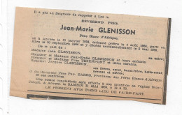 FP Nécrologie Père Blanc Jean-Marie Glenisson Kivu RDC 1969 - Décès