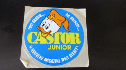 Autocollant Original Vintage Lancement Magazine Walt Disney Castor Junior 11 Cm De Diamètre - Adesivi