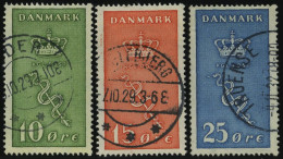 DÄNEMARK 177-79 O, 1929, Kampf Gegen Den Krebs, Prachtsatz, Mi. 50.- - Gebraucht