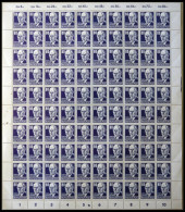 DDR 339vaXI **, 1952, 80 Pf. Thälmann, Gestrichenes Papier, Wz. 2XI, Im Bogen (100), Dabei 2x Plattenfehler 339PFIII (Fe - Gebraucht