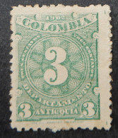 Colombia 1902 (3c) Coat Of Arms Figure Stamp Antioquia - Colombia