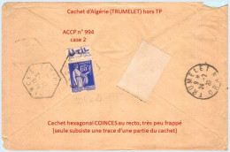 FRANCE - Lettre Vers Algérie Avec Pub De Carnet : Fer à Cheval Util - N° 365 65c Paix Outremer Type II - Briefe U. Dokumente