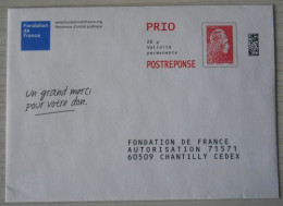 06 Enveloppe PAP Prêt à Poster Réponse  Marianne L'Engagée  PRIO  Fondation De France - Prêts-à-poster: Réponse
