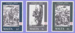 MALTA REPUBLIC  1978  DEATH ANNIVERSARY A. DURER  S.G. 596-598 U.M. - Malte