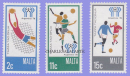 MALTA REPUBLIC  1978  WORLD CUP FOOTBALL ARGENTINA  S.G. 601-603  U.M. - Malta