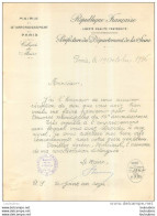 PARIS MAIRIE DU 10em ARRONDISSEMENT REMERCIEMENT POUR UN DON DESTINE AUX MALHEUREUX 1936 - Documents Historiques