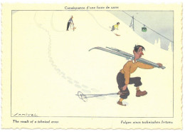 CPSM Illustrateur SAMIVEL - Conséquence D'une Faute De Carre - The Result Of A Technical Error - Ed. JANSOL - ( Ski ) - Samivel