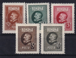 ROMANIA 1926 - MLH - Sc# 293, 295, 296, 297, 298 - Nuovi