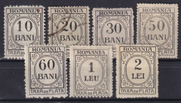 ROMANIA 1920/26 - MLH/canceled - Sc# J62-J68 - Postage Due - Portomarken