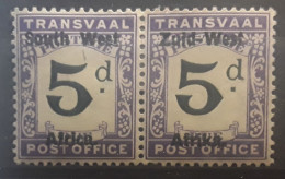 SOUTH WEST AFRICA 1923 Postage Due , Paire Surcharge  Se Tenant Yvert 19 - 21 , 5 Pence Violet / Noir Neuve * MH TB - South West Africa (1923-1990)