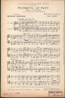 PuIsqu'il Le Faut - Paroles Maurice BOUCHOR Mélodie Irlandise Harmonisée Par Robert CODET - Partitions Musicales Anciennes