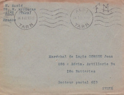 1940--lettre F.M  D'ALBI  Pour Secteur Postal 615  Basé En SYRIE ...Krag  Du 24-1-40 - Guerre De 1939-45