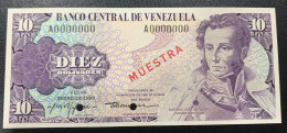 VENEZUELA. 10 BOLIVARES 29 ENERO 1980. SOBRECARGA MUESTRA, SIN CIRCULAR - Venezuela