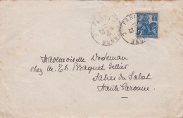 1925--lettre Destinée à SALIES DU SALAT-31...cachet Convoyeur " PARIS à BAYONNE"  Tp N° 257 Seul Sur Lettre - Railway Post