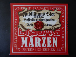Etikette, 500 Jahre Hofbräu Kaltenhausen, Brau AG, Österreich - Birra