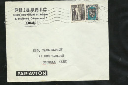 Algérie Lettre  Par Avion De  Prisunic Oran Le  23/07/1953  Pour Oyonnax  N° 268 Et 288   B/TB Voir Scans  Soldé  ! ! ! - Lettres & Documents