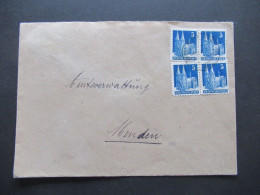 Bizone Bauten 1948 Nr.75 Wg (4)MeF Ortsbrief Tagesstempel Bösperde (Kr. Iserlohn) Nach Menden / Umschlag Turnerbund Jahn - Covers & Documents