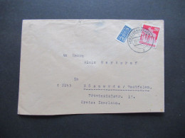Bizone Bauten 1948 Nr.85 EF Mit Notopfer Ungezähnt Tagesstempel Herzogenaurach Nach Bösperde Westfalen Gesendet - Covers & Documents