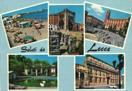 LECCE, PUGLIA, MULTIPLE VIEWS, ARCHITECTURE, BEACH, UMBRELLA, TOWER, LAKE, SWAN, CAR, AMPHITHEATRE, ITALIA, POSTCARD - Lecce