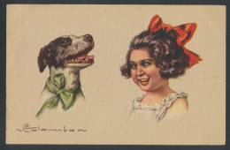 ILL. E COLOMBO * ENFANT ET CHIEN * BAMBINA CON CANE * CHILD AND DOG * 1922 * 2 SCANS - Colombo, E.