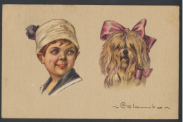ILL. E COLOMBO * ENFANT ET CHIEN * BAMBIN0 CON CANE * CHILD AND DOG * 1922 * 2 SCANS - Colombo, E.