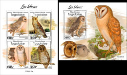 Togo 2023, Animals, Owls, 4val In BF +BF - Búhos, Lechuza