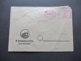 Bizone 1948 Violetter Freistempel Deutsche Post 4  Mit Posthorn Köln 1 Umschlag R. Avenarius & Co. Köln Riehl - Brieven En Documenten