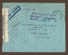 !!! MADAGASCAR, LETTRE PAR AVION AFFRANCHIE EN NUMÉRAIRE DE 1944, DE TANANARIVE POUR LA FRANCE AVEC CENSURE MILITAIRE - Airmail