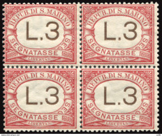 Segnatasse Lire 3 Quartina Con Gran Parte Di Filigrana Lettere - Unused Stamps