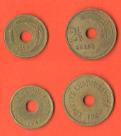 Turkey 1 + 2,50 Kurus  1949 Turquie Turchia Brass Coin - Turkije