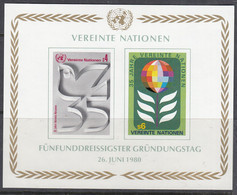 UNO WIEN  Block 1, Postfrisch **, 35 Jahre UNO, 1980 - Blocs-feuillets