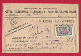 !!! MADAGASCAR, LETTRE RECOMMANDÉE CHARGÉE DE FORT-DAUPHIN POUR LA FRANCE DE 1928, RR - Covers & Documents