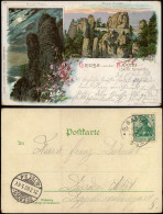 Litho AK Rathen 2 Bild Basteifelsen (Sächsische Schweiz) Tag Und Nacht 1902 - Rathen