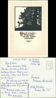 Scherenschnitt Schattenschnitt-Ansichtskarte Kind Schmückt Weihnachtsbaum 1966 - Silhouettes