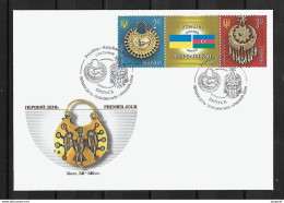 2008 Joint Ukraine And  Azerbaijan, OFFICIAL FDC UKRAINE: Old Gold Jewels - Emissions Communes